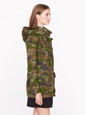 J. Crew Women's Hooded Camo Utility Jacket - Olive Multi
